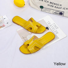 Load image into Gallery viewer, Fashion Solid Color Flat Slippers Non-slip Wear-resistant PU Leather Slippers Outdoor Slippers for Women
