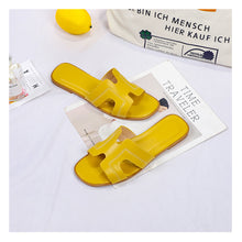 Load image into Gallery viewer, Fashion Solid Color Flat Slippers Non-slip Wear-resistant PU Leather Slippers Outdoor Slippers for Women

