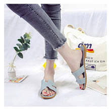 Load image into Gallery viewer, Fashion Solid Color Flat Slippers Non-slip Wear-resistant PU Leather Slippers Outdoor Slippers for Women
