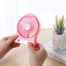Load image into Gallery viewer, Portable Mini LED Fan Air Cooler Battery Operated USB Rechargeable Desktop 3 Mode Speed Regulation LED Lighting Function Without Battery
