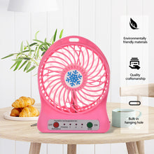 Load image into Gallery viewer, Portable Mini LED Fan Air Cooler Battery Operated USB Rechargeable Desktop 3 Mode Speed Regulation LED Lighting Function Without Battery
