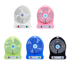 Load image into Gallery viewer, Portable Mini LED Fan Air Cooler Battery Operated USB Rechargeable Desktop 3 Mode Speed Regulation LED Lighting Function Without Battery
