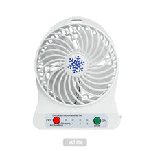 Load image into Gallery viewer, Portable Mini LED Fan Air Cooler Battery Operated USB Rechargeable Desktop 3 Mode Speed Regulation LED Lighting Function Without Battery
