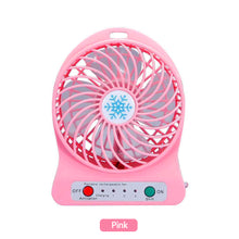 Load image into Gallery viewer, Portable Mini LED Fan Air Cooler Battery Operated USB Rechargeable Desktop 3 Mode Speed Regulation LED Lighting Function Without Battery
