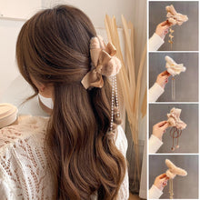 Load image into Gallery viewer, Korean Fashion Plush Bow Grab Clip Elegant Metal Hair Clip for Women Chic Fringe Hair Clamps Exquisite Pendant Hairpin Hair Accessories
