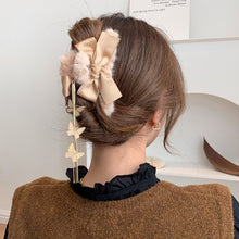 Load image into Gallery viewer, Korean Fashion Plush Bow Grab Clip Elegant Metal Hair Clip for Women Chic Fringe Hair Clamps Exquisite Pendant Hairpin Hair Accessories
