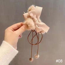 Load image into Gallery viewer, Korean Fashion Plush Bow Grab Clip Elegant Metal Hair Clip for Women Chic Fringe Hair Clamps Exquisite Pendant Hairpin Hair Accessories
