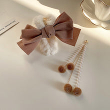 Load image into Gallery viewer, Korean Fashion Plush Bow Grab Clip Elegant Metal Hair Clip for Women Chic Fringe Hair Clamps Exquisite Pendant Hairpin Hair Accessories
