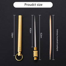 Load image into Gallery viewer, Multi-Purpose Titanium Outdoor EDC Portable Toothpick Bottle Fruit Fork Camping Tool Toothpick Tube Is More Durable Than Floss
