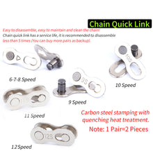 Load image into Gallery viewer, 5 Pair Bicycle Chain Link Connector Joints 8/9/10/11/24/27/30 Speed Chain Quick Release Buckle For Mountain Bike
