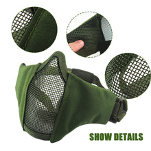 Load image into Gallery viewer, Outdoor Airsoft Tactical Half Face Mask Breathable Low-carbon Steel Mesh Protective Paintball Masks
