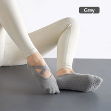 Load image into Gallery viewer, Yoga Socks Non-Slip Grips &amp; Straps, Bandage Cotton Sock Ideal For Pilates Pure Barre Ballet Dance Barefoot Workout For Women
