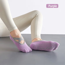 Load image into Gallery viewer, Yoga Socks Non-Slip Grips &amp; Straps, Bandage Cotton Sock Ideal For Pilates Pure Barre Ballet Dance Barefoot Workout For Women
