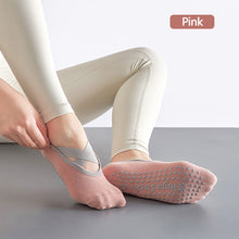 Load image into Gallery viewer, Yoga Socks Non-Slip Grips &amp; Straps, Bandage Cotton Sock Ideal For Pilates Pure Barre Ballet Dance Barefoot Workout For Women
