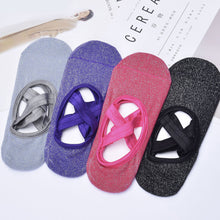 Load image into Gallery viewer, Women Yoga Socks Non-Slip Grips &amp; Straps, Bandage Cotton Sock Ideal For Pilates Pure Barre Ballet Dance Barefoot Workout
