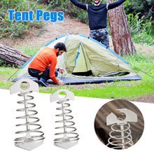 Load image into Gallery viewer, 5/10Pcs Adjustable Tent Pegs Rope Buckle Plank Floor Spring Fishbone Anchor Awning Deck Stakes Fixed Nails Camping Tent Hooks
