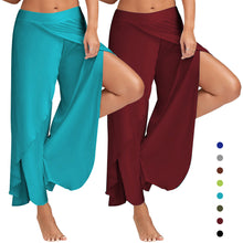 Load image into Gallery viewer, Women Plus Size Wide Leg Pants Loose Fitness Dance Yoga Split Trousers Female Elastic Wasit Casual Yoga Pants
