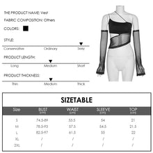 Load image into Gallery viewer, Ins Style Sexy Slim Cropped Navel Hollow Mesh Vest Off Shoulder Cutout Mesh Tank Tops With Sleeves Women's Clothing
