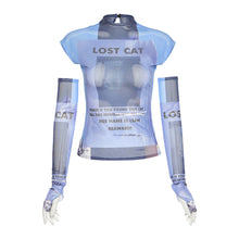 Load image into Gallery viewer, Y2K Futuristic Slim Fit Functionality Retro Letter Print T-shirt Mesh Slimming Top Sexy Long-sleeved Tight Tops
