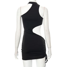 Load image into Gallery viewer, Street Style Fashion Sexy Large Area Cutout Cropped Navel Smocked Halterneck Sleeveless Solid Color Women Dress
