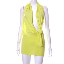 Load image into Gallery viewer, Casual Fashion Solid Color Cutout Open Back Halter Neck Knot Short Dress Loose Sexy Hollow Women Summer Dress
