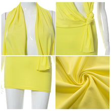 Load image into Gallery viewer, Casual Fashion Solid Color Cutout Open Back Halter Neck Knot Short Dress Loose Sexy Hollow Women Summer Dress
