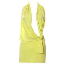 Load image into Gallery viewer, Casual Fashion Solid Color Cutout Open Back Halter Neck Knot Short Dress Loose Sexy Hollow Women Summer Dress
