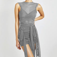 Load image into Gallery viewer, Ins Style Sexy Summer Mesh See-through Lace-up Round Neck Exposed Backpack Women Voile Slim Sheath Dress

