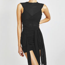 Load image into Gallery viewer, Ins Style Sexy Summer Mesh See-through Lace-up Round Neck Exposed Backpack Women Voile Slim Sheath Dress
