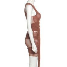 Load image into Gallery viewer, Ins Style Sexy Summer Mesh See-through Lace-up Round Neck Exposed Backpack Women Voile Slim Sheath Dress
