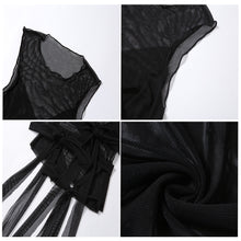 Load image into Gallery viewer, Ins Style Sexy Summer Mesh See-through Lace-up Round Neck Exposed Backpack Women Voile Slim Sheath Dress
