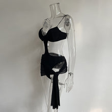 Load image into Gallery viewer, Ins Sexy Hollow Mesh See-through Dropped Waist Dress Open Back Off Shoulde One-piece Slip Dress
