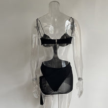 Load image into Gallery viewer, Ins Sexy Hollow Mesh See-through Dropped Waist Dress Open Back Off Shoulde One-piece Slip Dress
