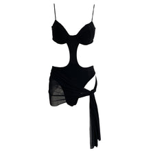 Load image into Gallery viewer, Ins Sexy Hollow Mesh See-through Dropped Waist Dress Open Back Off Shoulde One-piece Slip Dress
