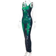 Load image into Gallery viewer, Fashion Human Body Water Drop Print Slim Fit Backless Women Halter Neck No Sleeves Wrap Sheath Dress
