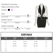 Load image into Gallery viewer, Sexy Street Style Hollow Lace Up Halterneck Low Waist Skirt With Belt Cutout Open Back Slim Fit Solid Color Women One Piece Dress
