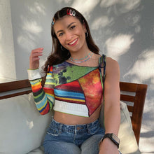 Load image into Gallery viewer, Asymmetric Matching Lace-up Single Sleeve Neckline Slim Multicolor Striped Vest Top Round Neck Women Knitted T-shirt Tops
