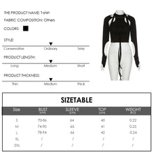 Load image into Gallery viewer, Cool Summer Women Camisole Vest Black Round Neck Long-sleeved Personality Hollow Fake Two-piece Slim T-shirt

