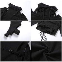 Load image into Gallery viewer, Cool Summer Women Camisole Vest Black Round Neck Long-sleeved Personality Hollow Fake Two-piece Slim T-shirt
