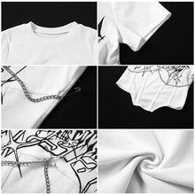 Load image into Gallery viewer, Sexy Slim Fit Cropped Navel Fashion Crew Neck Printed Short Sleeve Tops Women Print With Chain Knitted T-shirt
