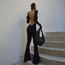 Load image into Gallery viewer, Autumn Fashion Casual Women Jumpsuit Long Sleeve Open Back Slim Fit Elegant Straight Wide-leg Piece Pants
