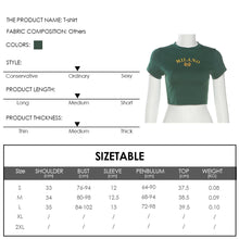 Load image into Gallery viewer, Summer Round Neck Short Sleeve Slim Fit Cropped Navel Tops Letter Embroidered All-match Women T-shirt
