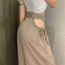 Load image into Gallery viewer, High Waist Cutout Drawstring Loose Slim Casual Pants Summer Comfortable Women All-match Solid Color Trousers
