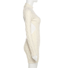 Load image into Gallery viewer, Fashion Woolen Knitted Dress for Autumn Winter Long-sleeved Round Turtleneck Open Back Slim Women Sexy Dress

