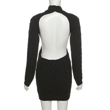 Load image into Gallery viewer, Fashion Woolen Knitted Dress for Autumn Winter Long-sleeved Round Turtleneck Open Back Slim Women Sexy Dress
