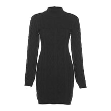 Load image into Gallery viewer, Fashion Woolen Knitted Dress for Autumn Winter Long-sleeved Round Turtleneck Open Back Slim Women Sexy Dress
