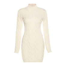 Load image into Gallery viewer, Fashion Woolen Knitted Dress for Autumn Winter Long-sleeved Round Turtleneck Open Back Slim Women Sexy Dress
