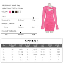 Load image into Gallery viewer, Long-sleeve Lowcut Wrap Tube Top Dress Slim Fit Mesh Pleated Hollow Solid Color Sexy Short Sheath Dress
