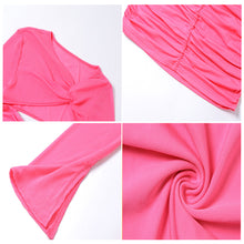 Load image into Gallery viewer, Long-sleeve Lowcut Wrap Tube Top Dress Slim Fit Mesh Pleated Hollow Solid Color Sexy Short Sheath Dress
