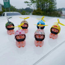 Load image into Gallery viewer, Helmet Little Pink Pig Car Accessories Wind Broken Car Cute Little Pink Pig With Helmet Propeller Wind-breaking Duck Road Bike Motor Helmet Riding Cycling Car Decor
